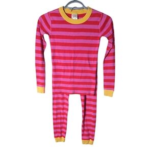 Hanna Andersson Striped Long John Pajama Set Fiji Flower/Tangy Red‎ Size 8